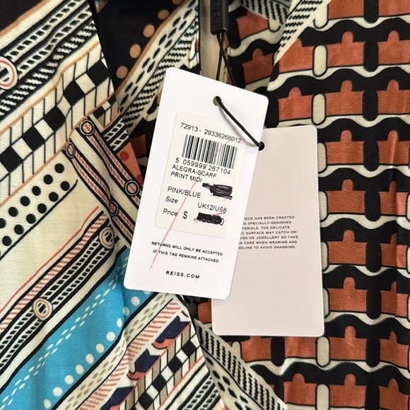 NWT Reiss Allegra Scarf Print Midi Dress - Picture 5 of 7